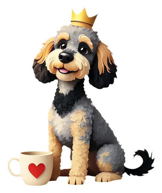 Eddie mit Krone und Tasse
