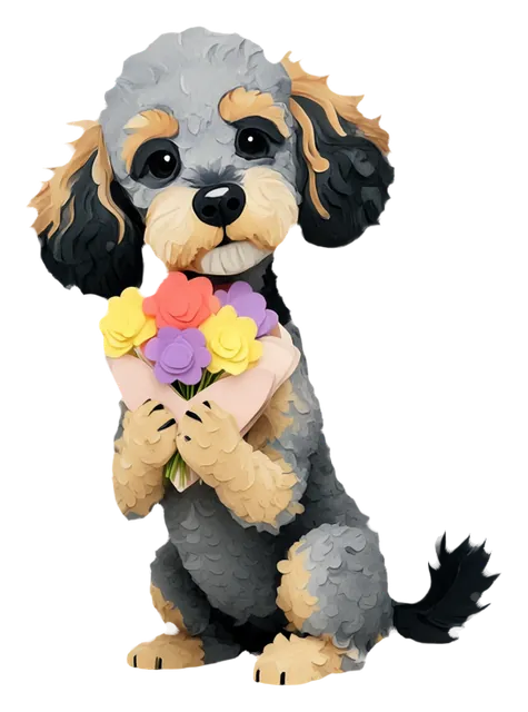 Eddie mit einem Blumenstrauß